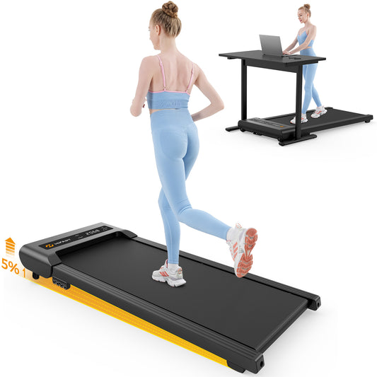 HiFast Walking Pad, Under Desk Treadmill with Incline, 300 Lbs Capacity Portable Treadmill for Home Office, 2 in 1 Mini Desk Treadmill with Remote Control, LED Display